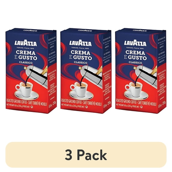 (3 pack) Lavazza Crema e Gusto Ground Coffee, Medium Roast, Arabica and Robusta Blend, 8.8 oz Bag