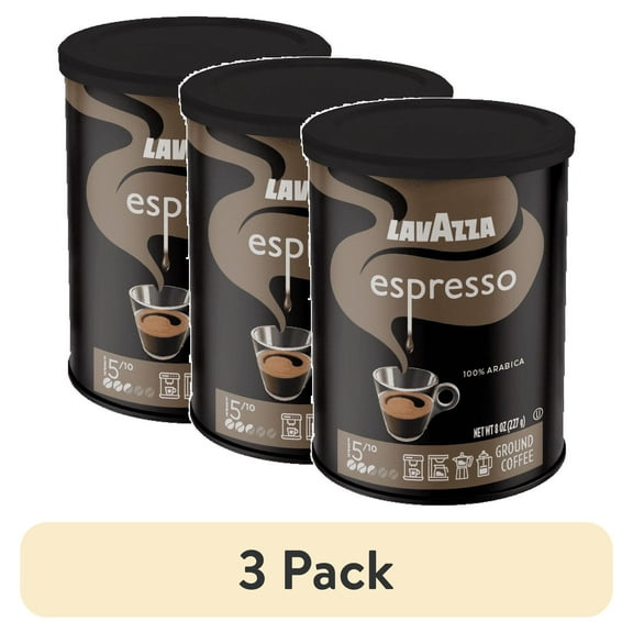 (3 pack) Lavazza Espresso Ground Coffee, Medium Roast, 100% Arabica, 8 oz Tin