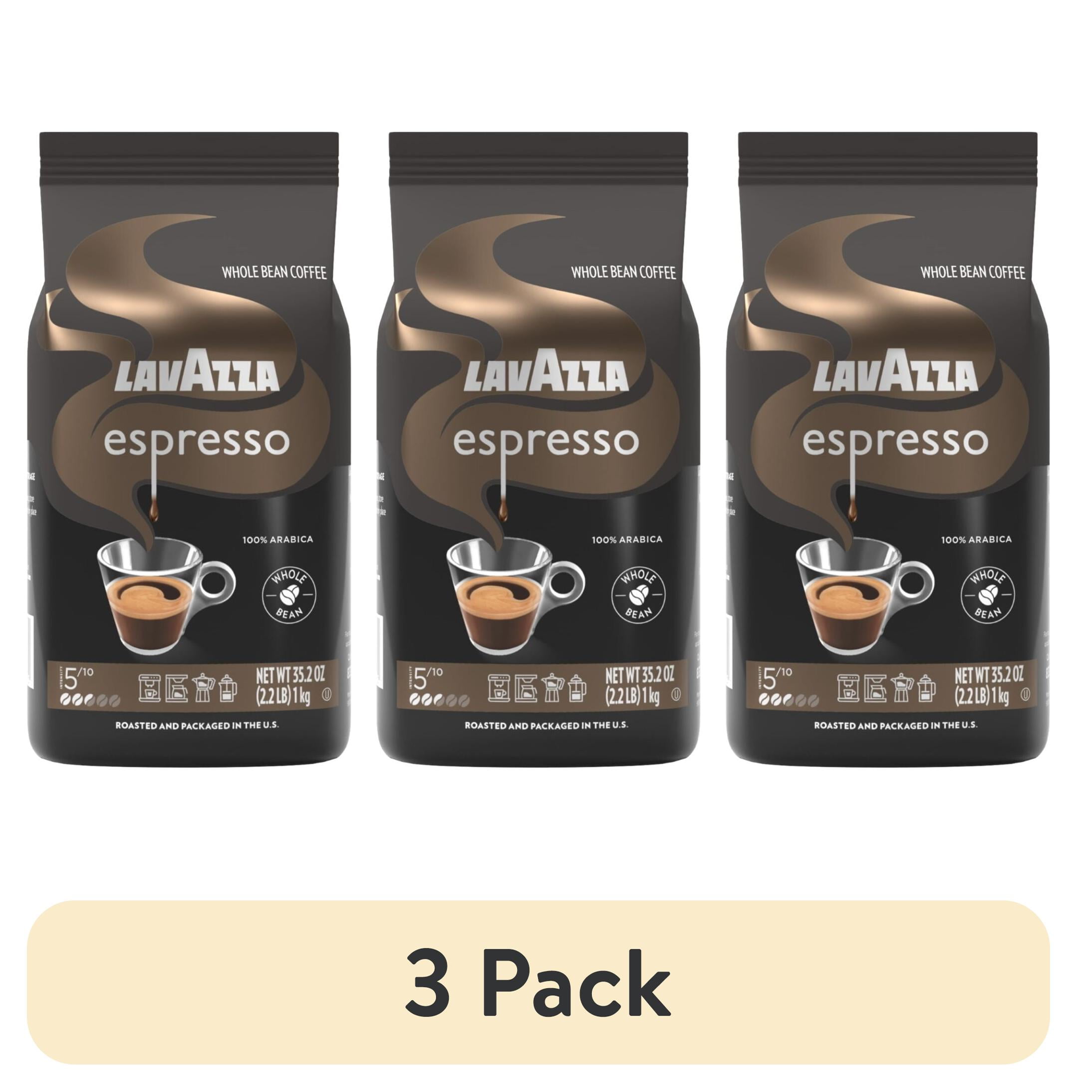 3 pack) Lavazza Espresso Whole Bean Coffee, Medium Roast, 100