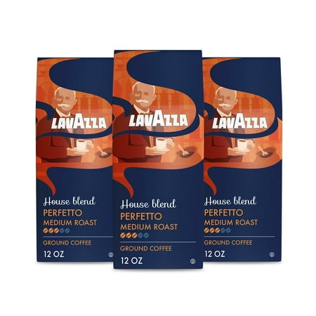 (3 pack) Lavazza House Blend Perfetto Ground Coffee, Medium Roast, 100% Arabica, 12 oz Bag