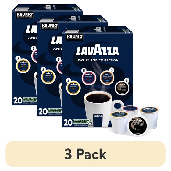(3 pack) Lavazza, Variety Pack Light & Medium Roast K-Cup Coffee Pods, 20 Count