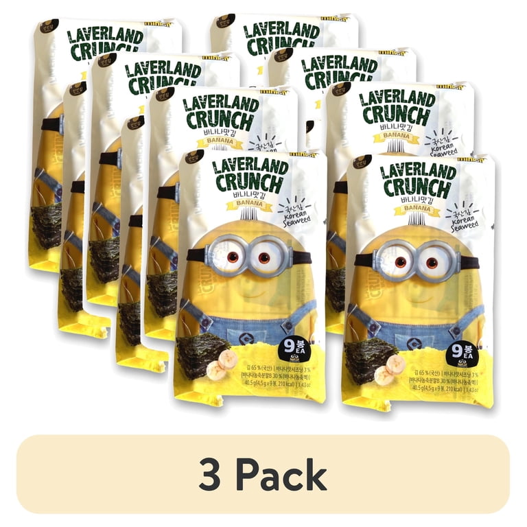 3 pack) Laverland Crunch Seaweed Snacks | (Banana, 36 Count