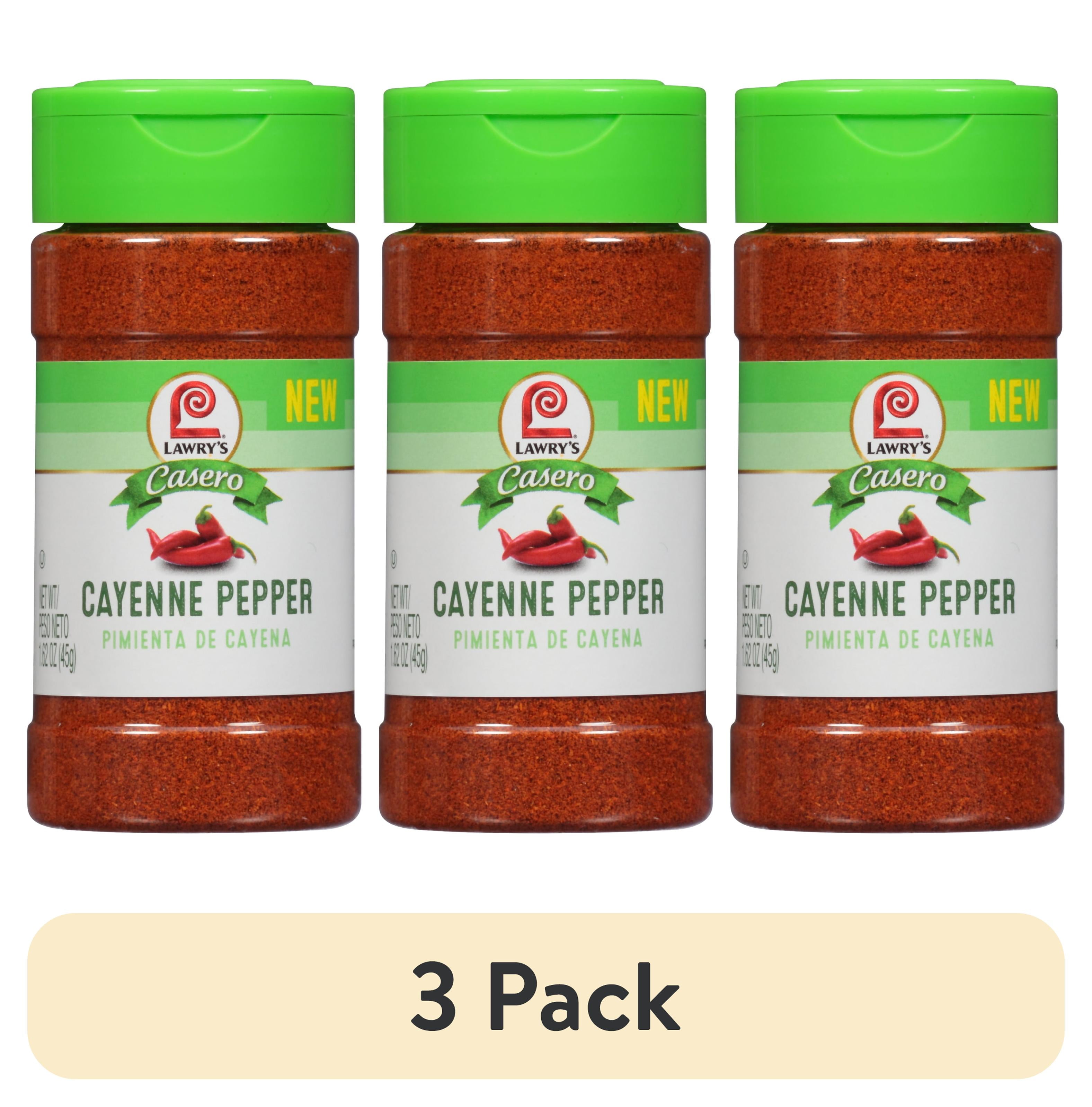 (3 pack) Lawry's Casero Kosher Cayenne Pepper, 1.62 oz Bottle