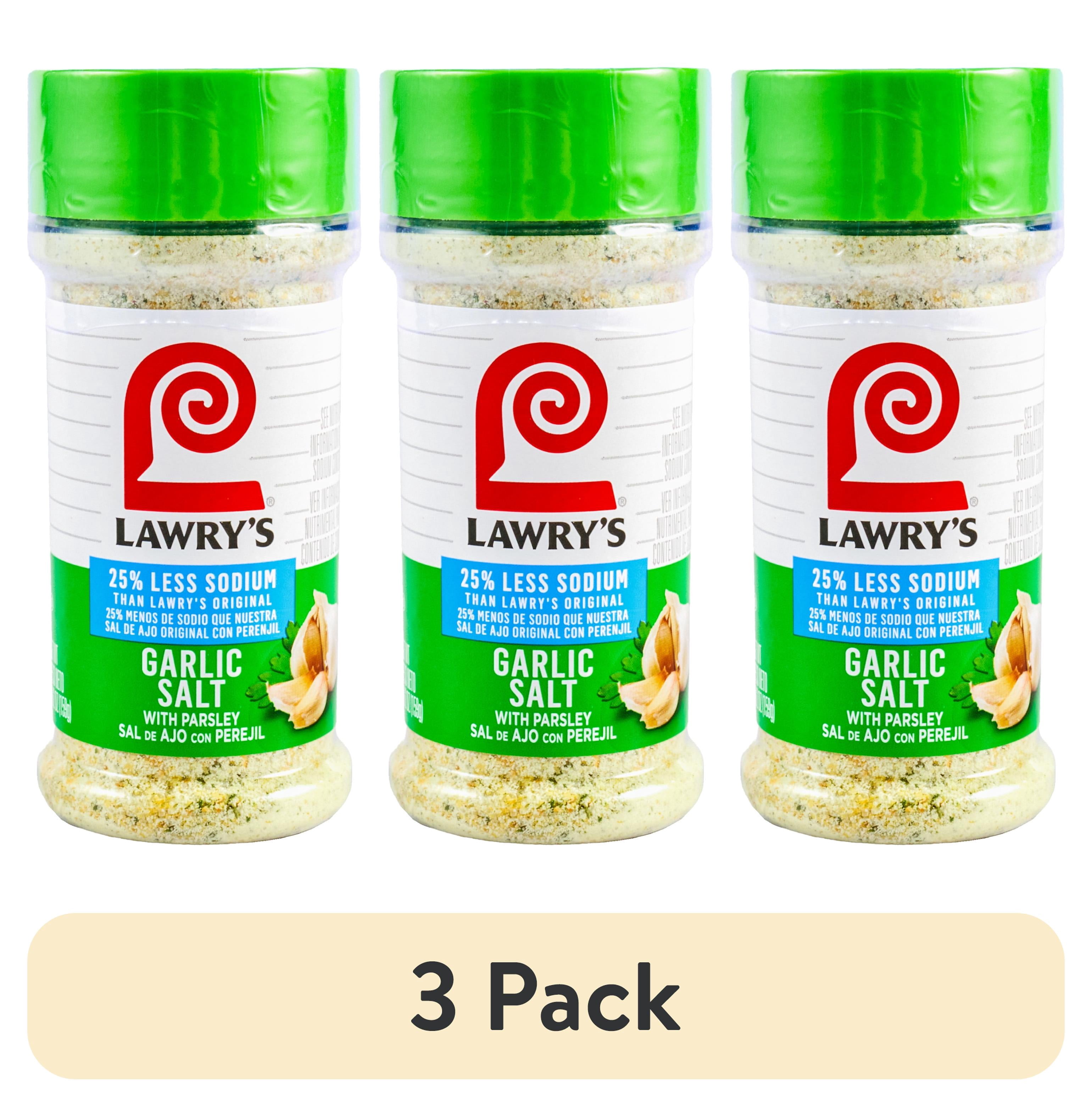 (3 pack) Lawry's Kosher 25% Less Sodium Garlic Salt With Parsley, 5.62 oz Bottle