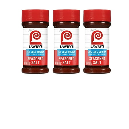 (3 pack) Lawry's Kosher 25% Less Sodium Seasoned Salt, 8 oz Bottle