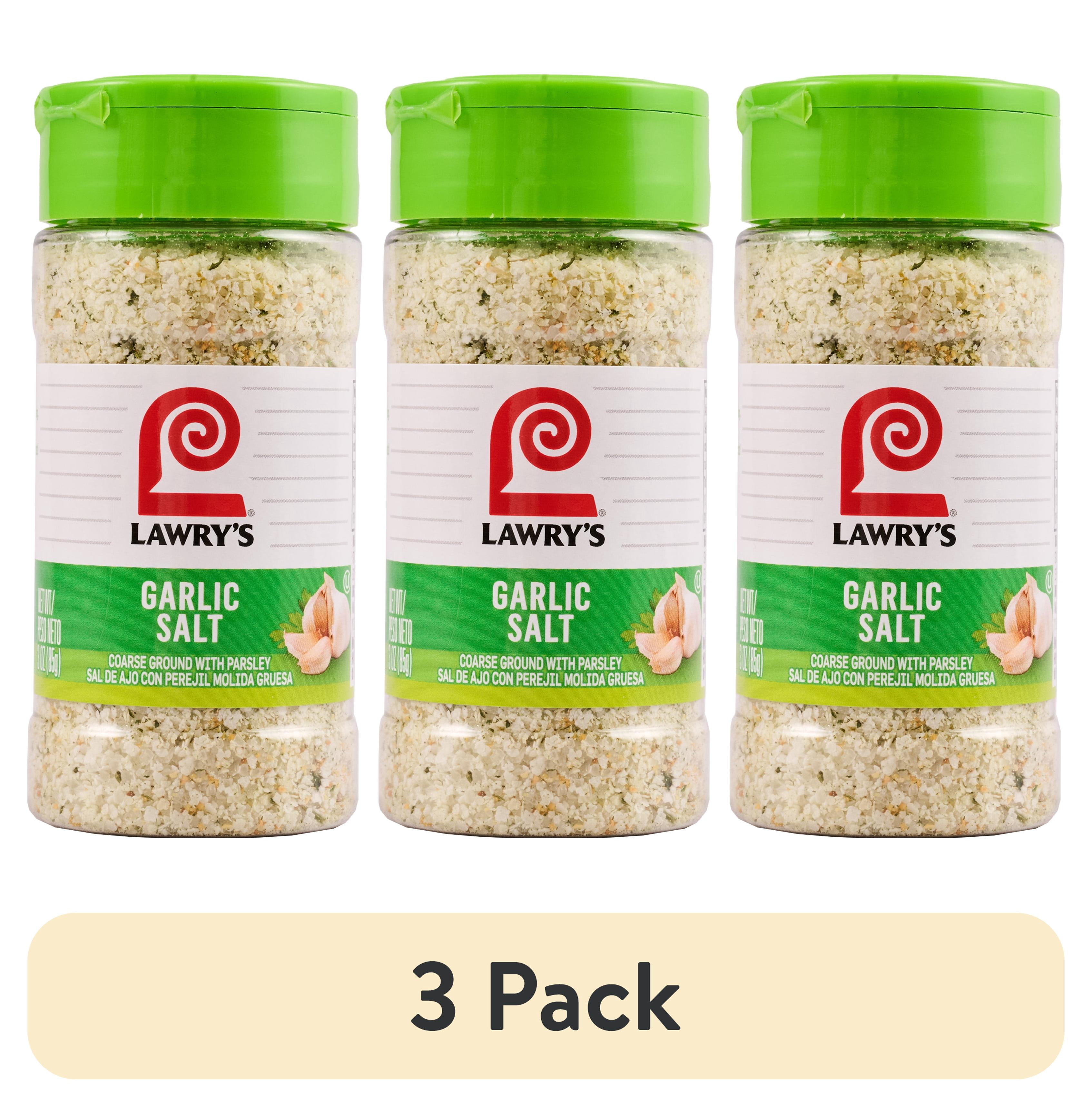(3 pack) Lawry's Kosher Coarse Ground with Parsley Garlic Salt, 3.0 oz Bottle