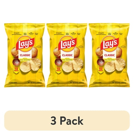 (3 pack) Lay's Classic Potato Chips, 8 oz, Plastic Bag