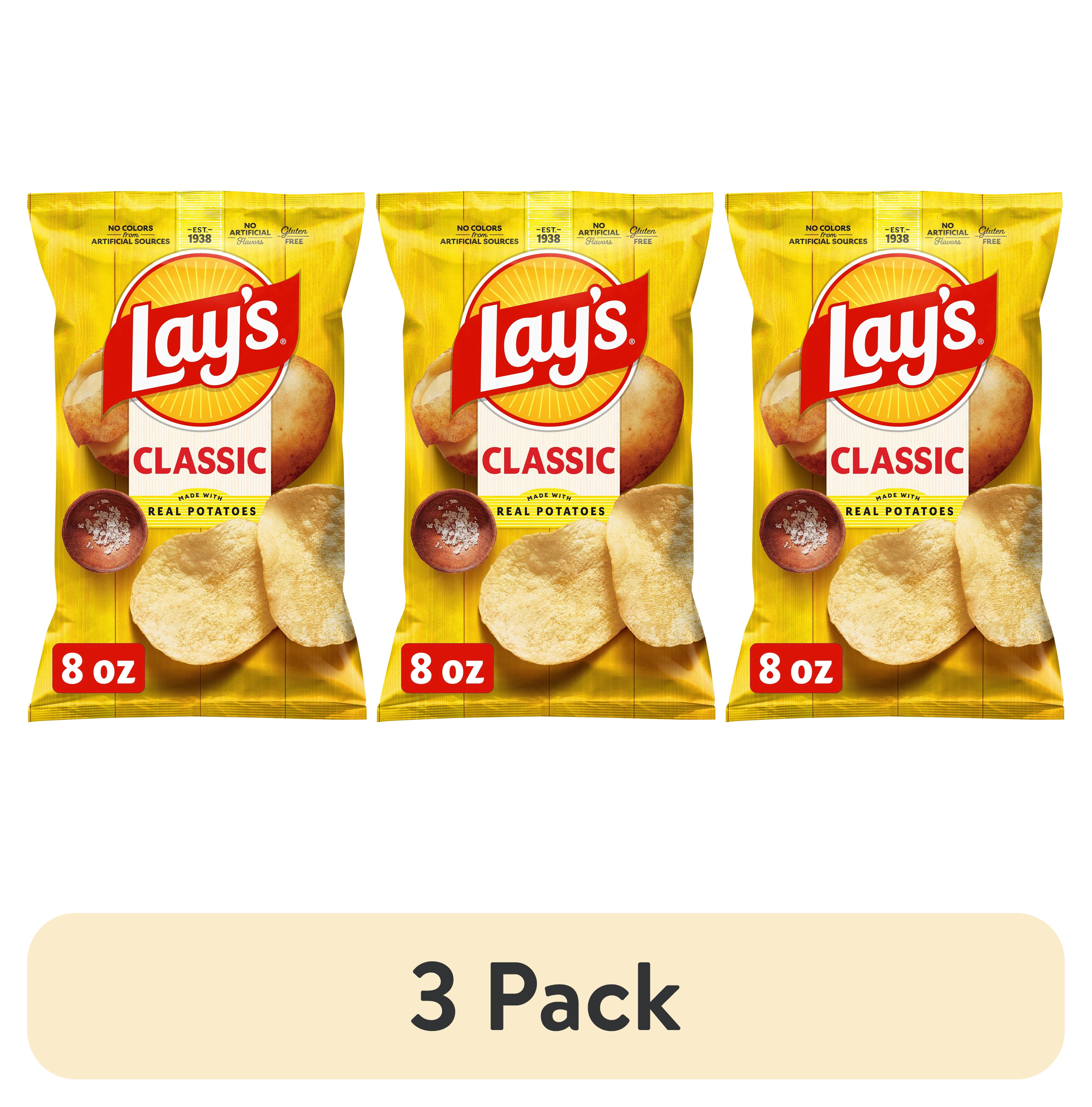 3 pack) Lay's Classic Potato Chips, 8 oz Bag - Walmart.com