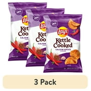 (3 pack) Lay's Kettle Cooked Cajun Spice Flavored Potato Chips, 8 oz Single Bag