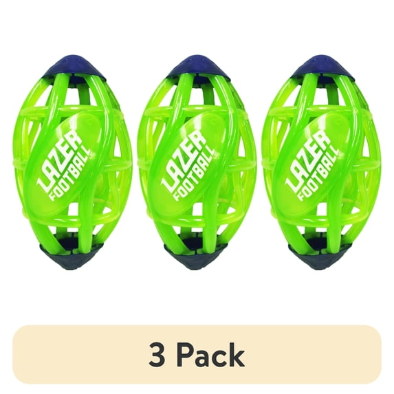 (3 pack) Lazer Light Up Glow Rubber Toy Football, Green, Pee Wee Size 5