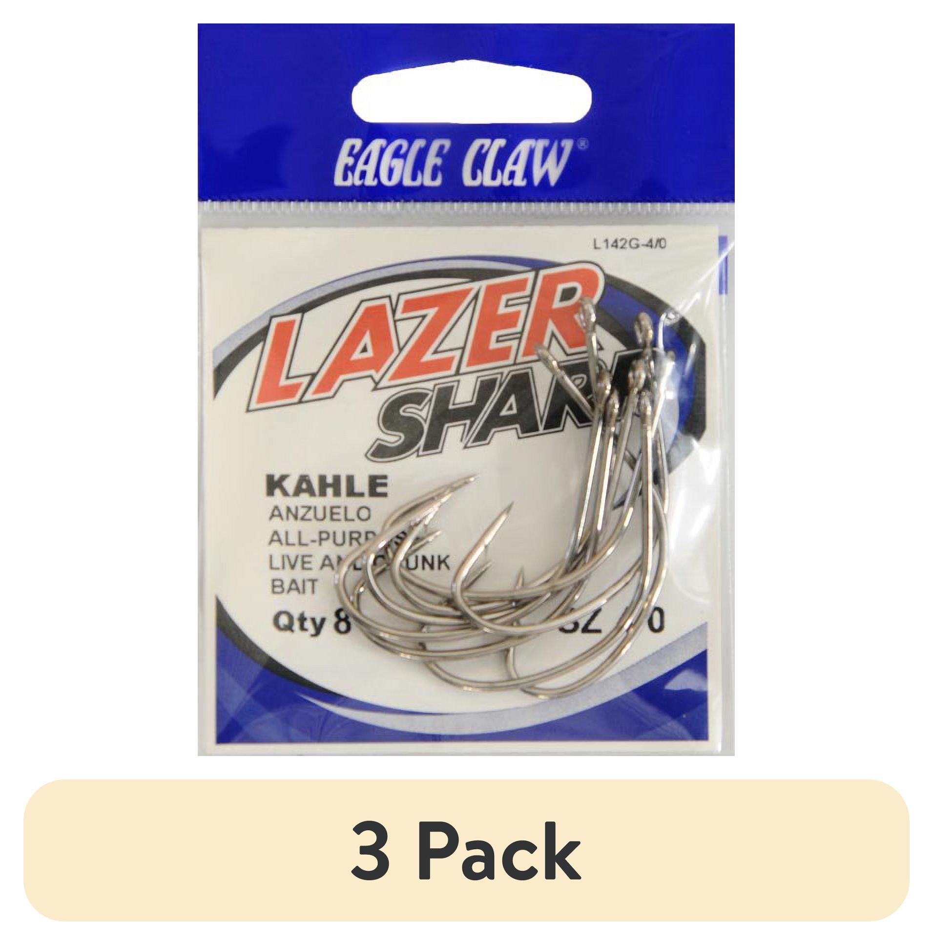 (3 pack) Lazer Sharp L142GH-4/0 Kahle Offset Hook, Nickel, Size 4/0, 8 Pack