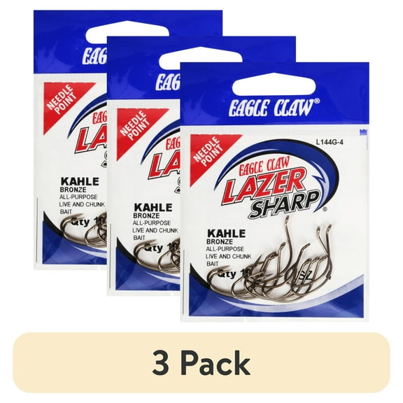 (3 pack) Lazer Sharp L144GH-4 Kahle Hook, Bronze, Size 4