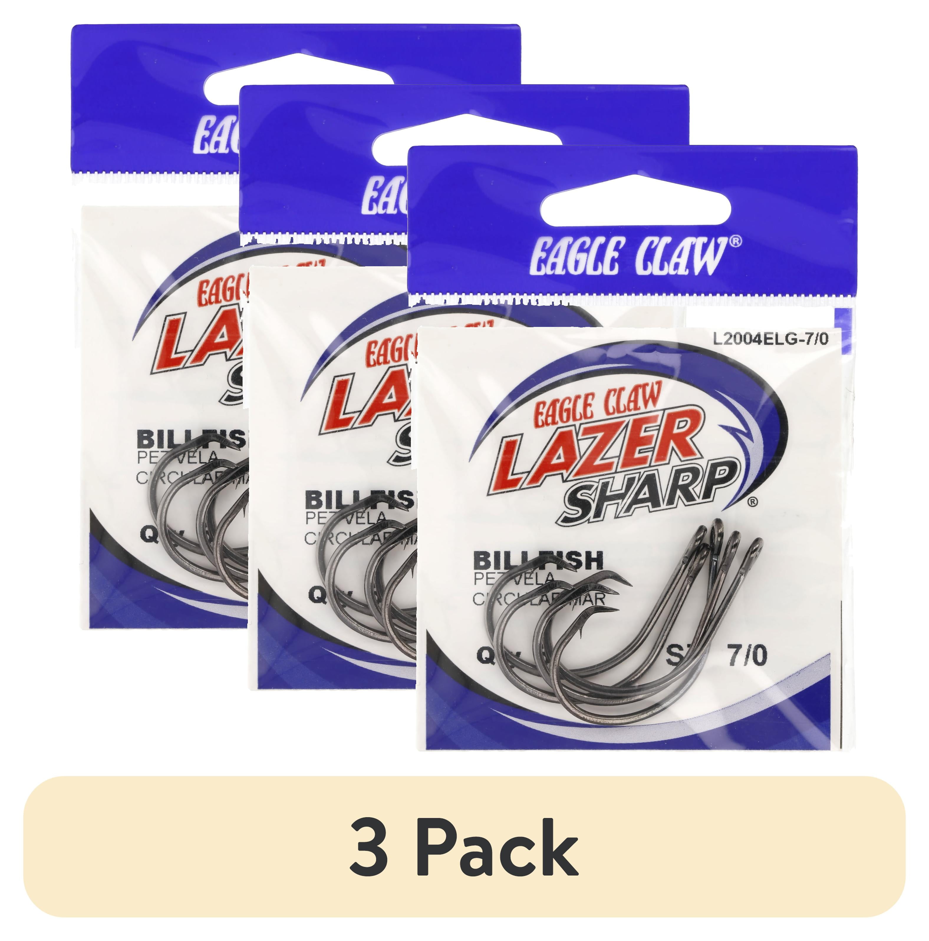 (3 pack) Lazer Sharp L2004ELGH7/0 Light Wire Hook, Black, Size 7/0