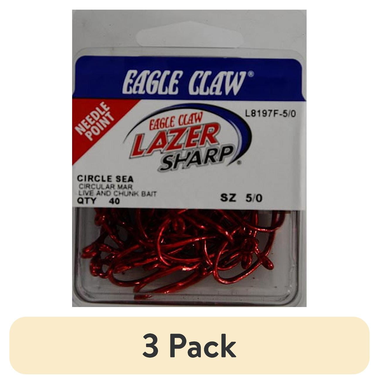 (3 pack) Lazer Sharp L8197F3-5/0 Circle Offset Hook, Sea Guard Red, Size 5/0, 40 Pack