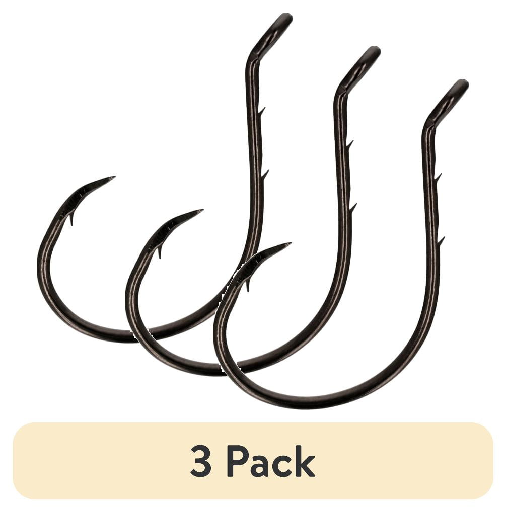 (3 pack) Lazer Sharp Mid-Wire Non-Offset Up Eye Baitholder Circle Hook - Needle Point - Black - Size 4/0