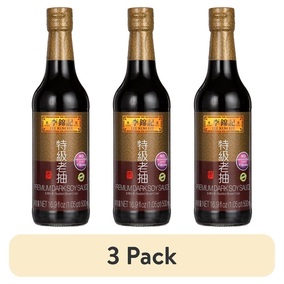 (3 pack) Lee Kum Kee Premium Dark Soy Sauce, 16.9 fl oz