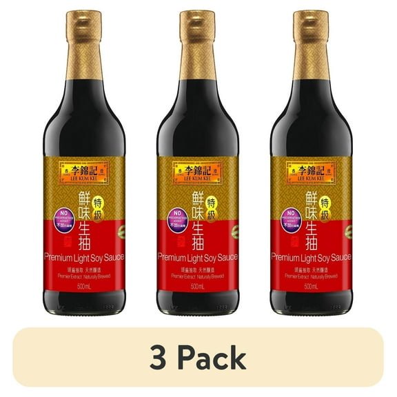 (3 pack) Lee Kum Kee Soy Sauce, Low Sodium, 16.9 fl oz