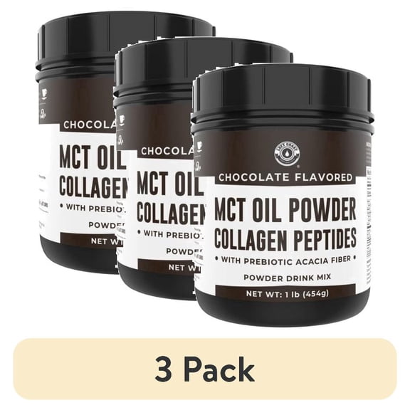 (3 pack) Left Coast Performance Chocolate Keto MCT Powder with Collagen & Acacia Fiber – MCT Oil Powder from Coconuts, Keto-Friendly, Non-GMO, 1g Net Carb, Stevia Sweetened – 16 oz
