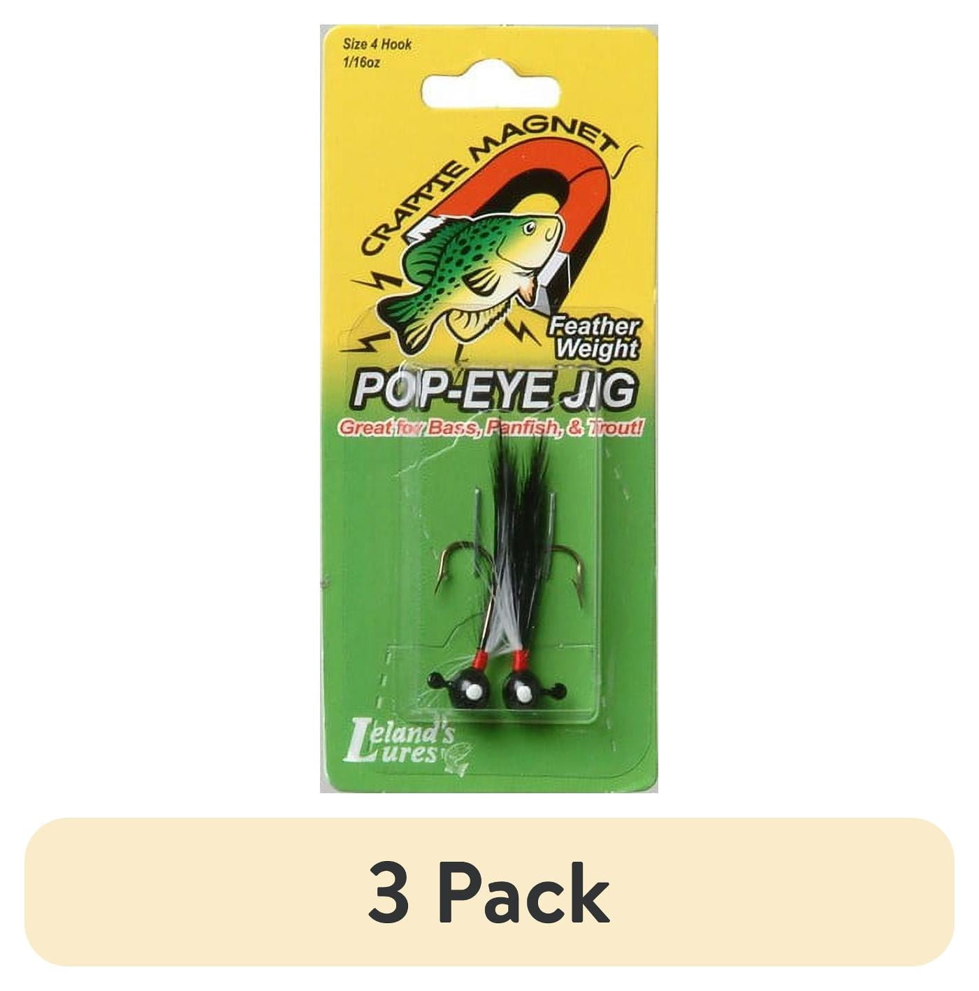 (3 pack) Leland Lures Featherweight 1/16 Oz. Pop Eye Jig White/Black Size 4 Hook