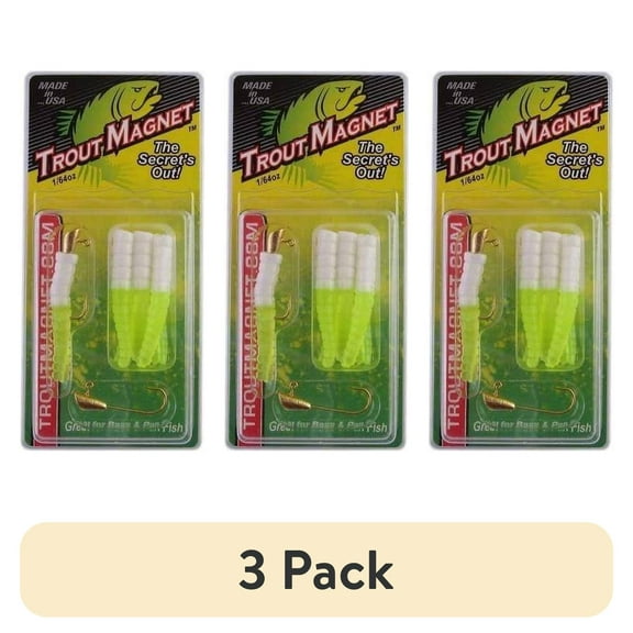(3 pack) Leland Lures Trout Magnet 1/64 oz Softbait 9 Count White/Chartreuse