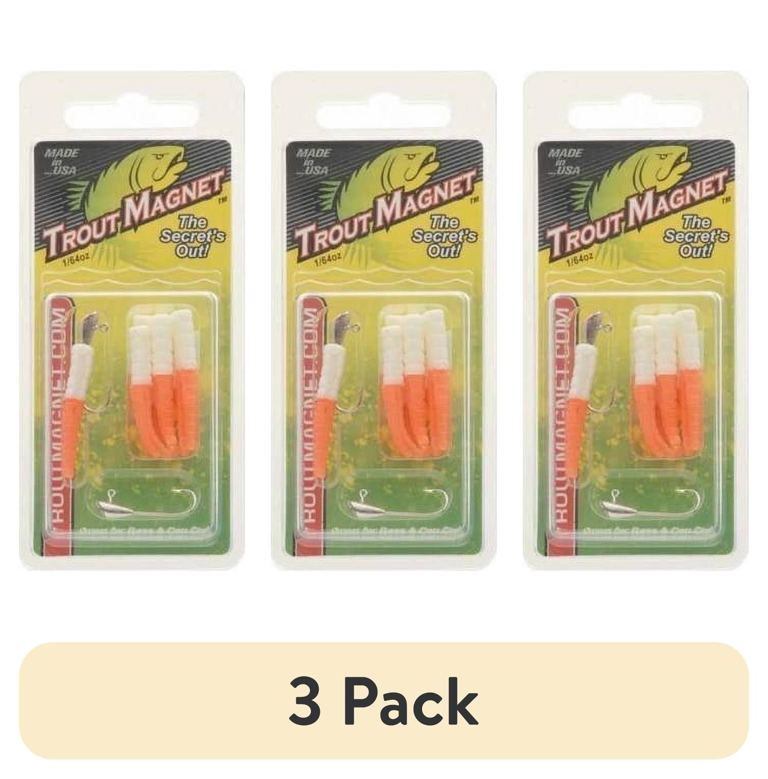 (3 pack) Leland Lures Trout Magnet 1/64 oz Softbait 9 Count White/Orange