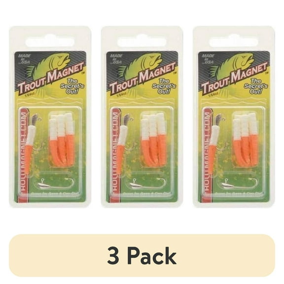 (3 pack) Leland Lures Trout Magnet 1/64 oz Softbait 9 Count White/Orange