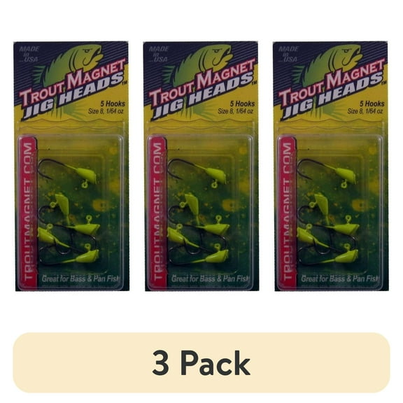 (3 pack) Leland Lures Trout Magnet Softbait, Chartreuse, 1/64 oz, Size 8, 5 Count