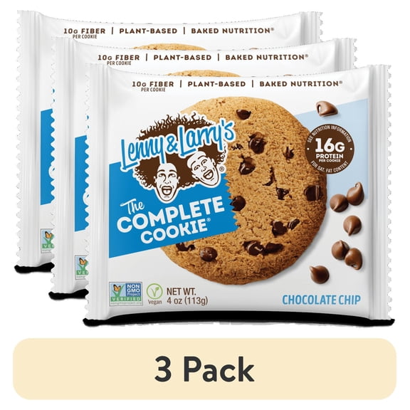 (3 pack) Lenny & Larry's The Complete Cookie, Chocolate Chip, 4 oz, 1 Ct