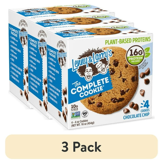 (3 pack) Lenny & Larry's The Complete Cookie, Chocolate Chip, 4 oz, 4 Ct