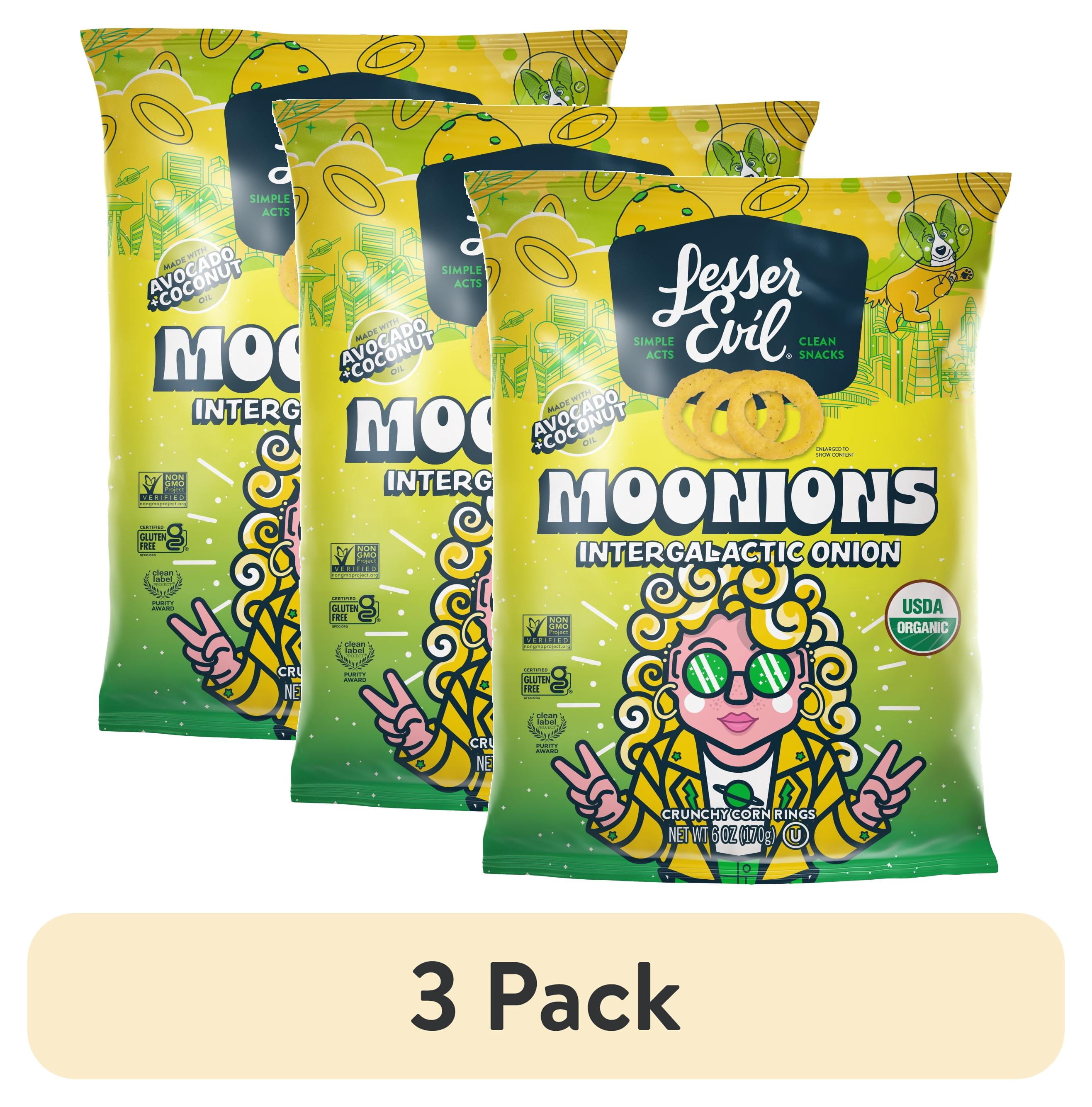 (3 pack) LesserEvil Moonions, Intergalactic Onion, 6oz