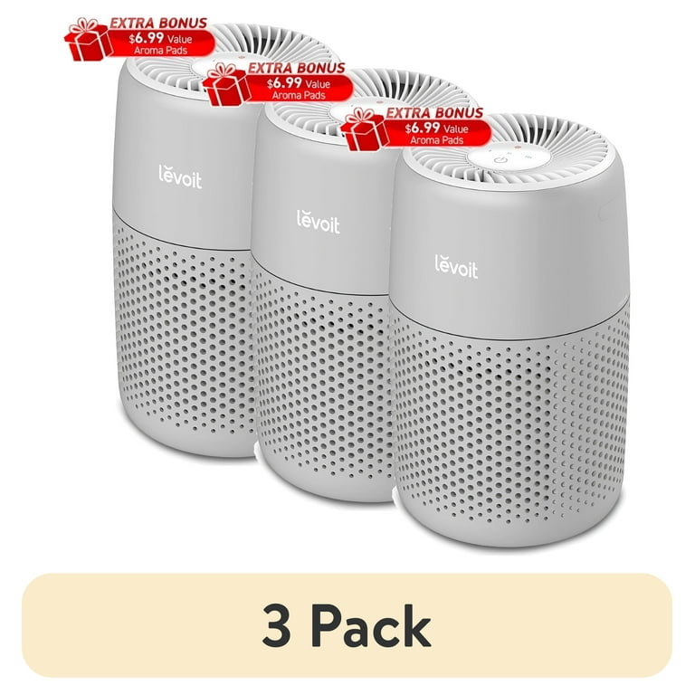 3 pack) Levoit Core Mini-P 255 Sq Ft 3-Stage Filtration Desktop