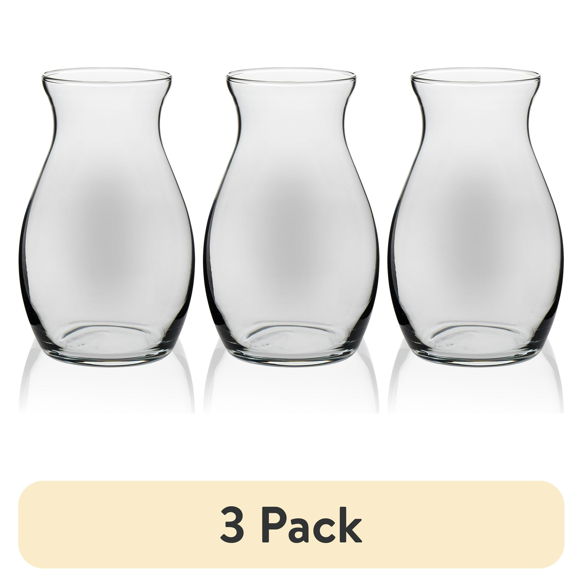 (3 pack) Libbey Clear Glass 7" Pot Belly Floral Vase