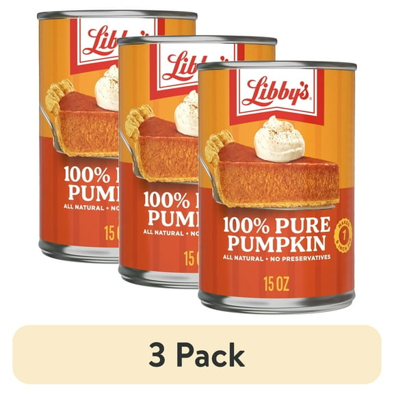 (3 pack) Libby's 100% Pure Pumpkin Puree, All Natural Gluten Free Canned Pumpkin for Baking Pumpkin Pie Dessert, 15 oz Can