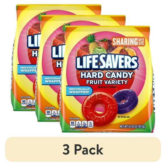 (3 pack) Life Savers Hard Candy Fruit Variety Candy Bag, Sharing Size, 14.5 oz, 108 Ct