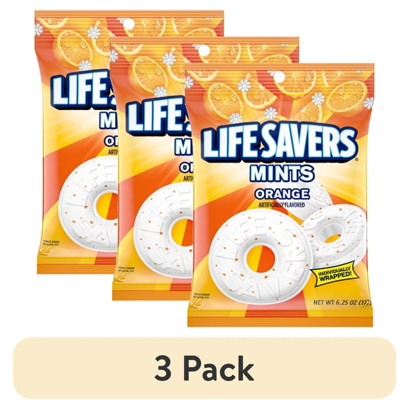 (3 pack) Life Savers Orange Breath Mints Hard Candy - 6.25 oz Bag