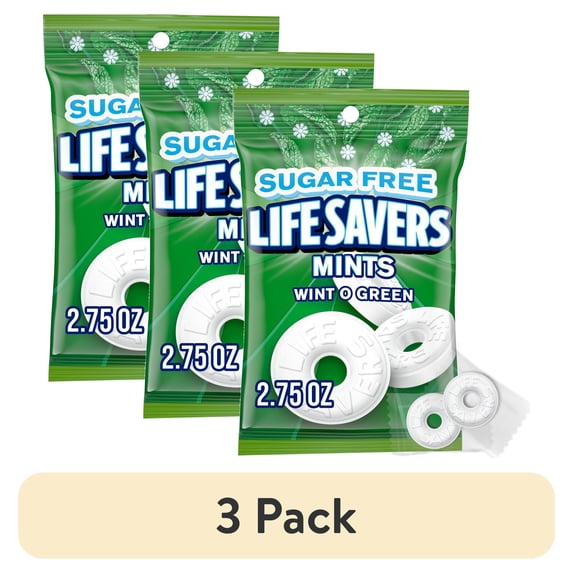(3 pack) Life Savers Wint-O-Green Sugar Free Breath Mints Hard Candy - 2.75 oz