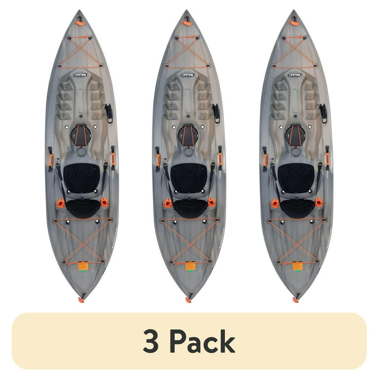 3 pack) Lifetime Tamarack Angler 10 ft Fishing Kayak, Recon Fusion