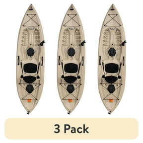 (3 pack) Lifetime Tamarack Angler 10 ft Sit-On-Top Fishing Kayak with Paddle, Tan (90508)