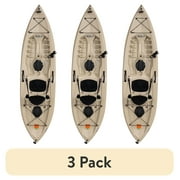 3 pack Lifetime Tamarack Angler 10 ft Sit-On-Top Fishing Kayak with Paddle, Tan 90508