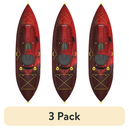 (3 pack) Lifetime Kokanee 10.5 ft Tandem Sit-On-Top Kayak, Volcano Fusion (91339)