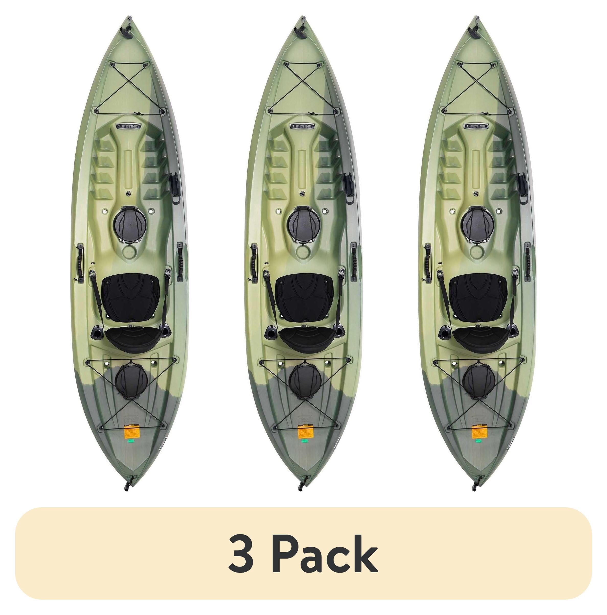 (3 pack) Lifetime Tamarack Angler 10 ft Sit-On-Top Kayak with Paddle, Moss Fusion (91194)