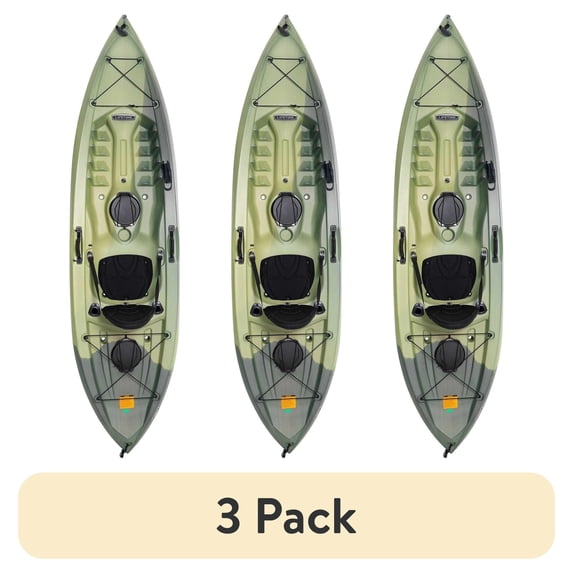 (3 pack) Lifetime Tamarack Angler 10 ft Sit-On-Top Kayak with Paddle, Moss Fusion (91194)