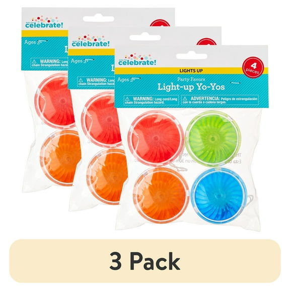 (3 pack) Assorted Colors Light-Up Yo-Yo Party Favors, 4 Count, by Way To Celebrate