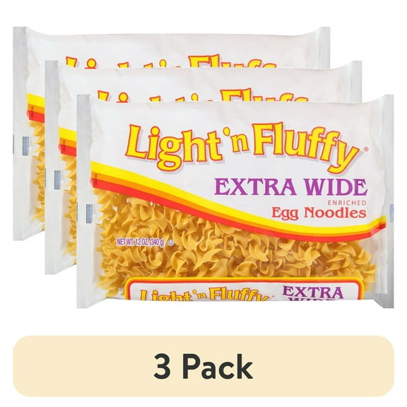 (3 pack) Light 'n Fluffy Extra Wide Egg Noodle Pasta, Thick, Hearty Noodles for Stroganoff, Casseroles & Soups