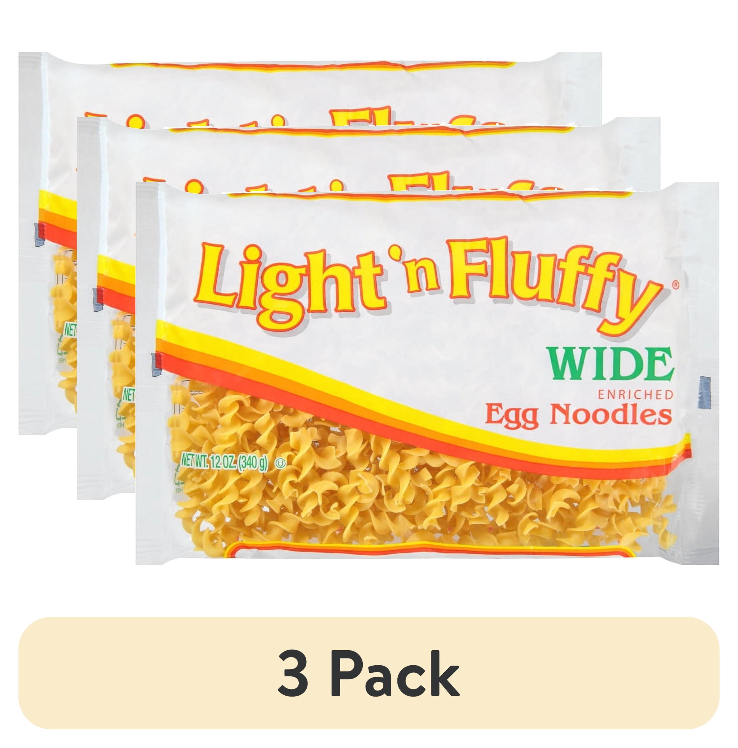 (3 pack) Light 'n Fluffy Wide Egg Noodle Pasta, 12-Pack (12 oz Each) – Perfect for Stroganoff, Casseroles & Comfort Food
