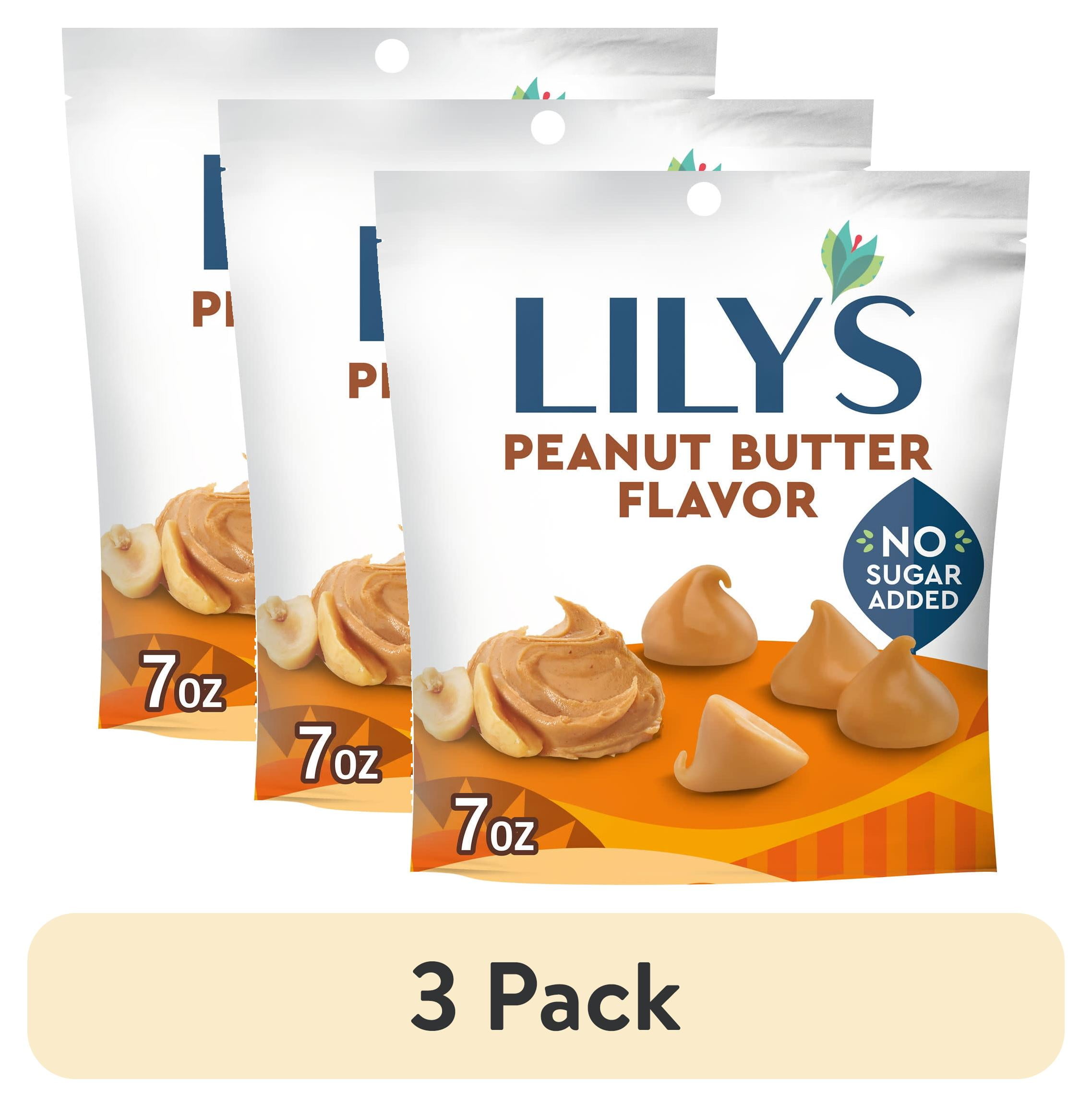 (3 pack) Lily's Peanut Butter Flavored No Sugar Added, Gluten Free Baking Chips, Bag 7 oz