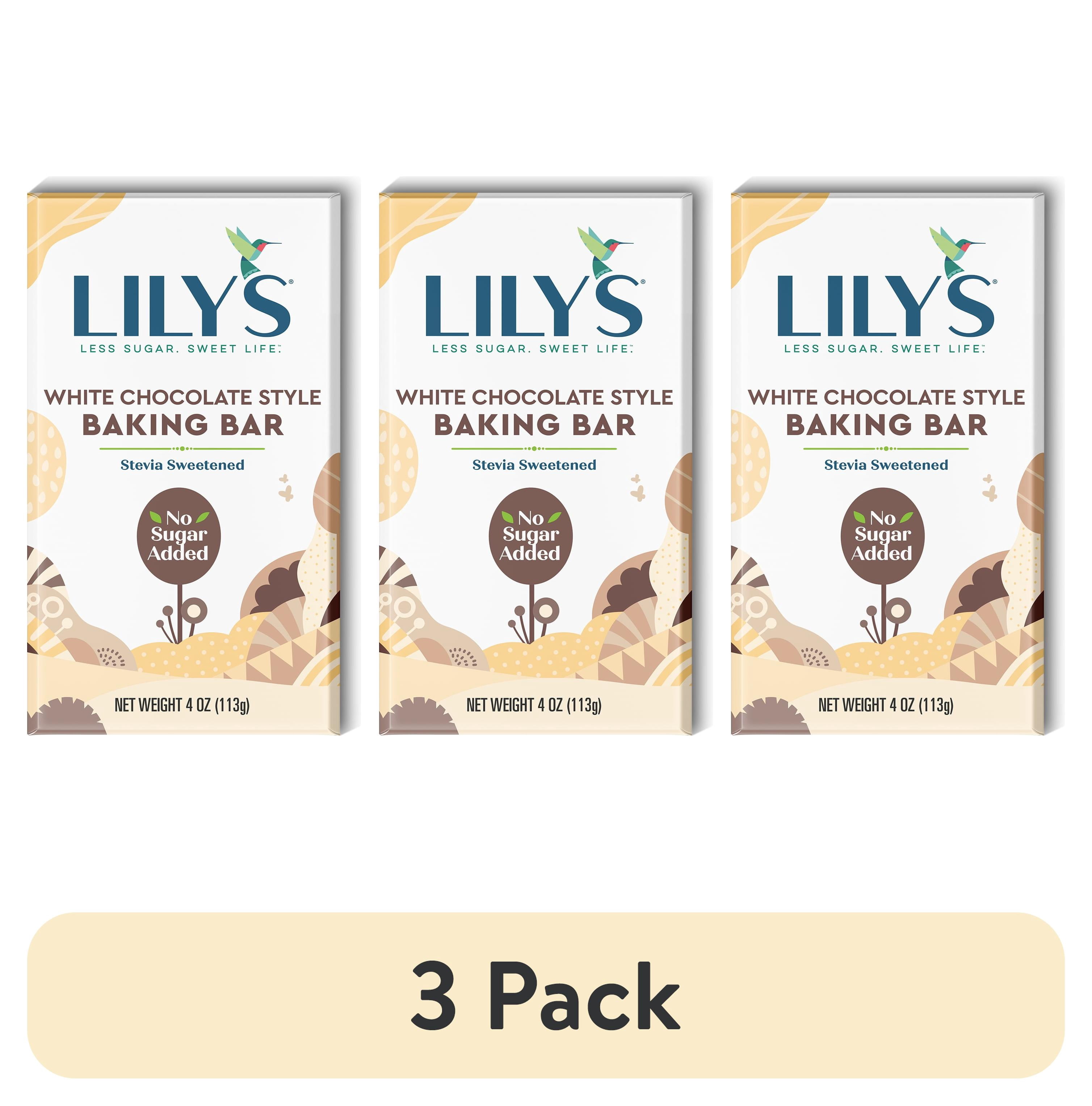 (3 pack) Lily's White Chocolate Style No Sugar Added, Gluten Free Baking Bar, 4 oz