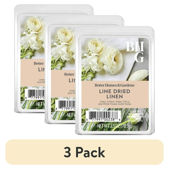 (3 pack) Line-Dried Linen Scented Wax Melts, Better Homes & Gardens, 2.5 oz (1-Pack)
