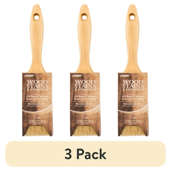 (3 pack) Linzer 2" Wood Oil-Based Stains & Finishes Flat Paint Brush