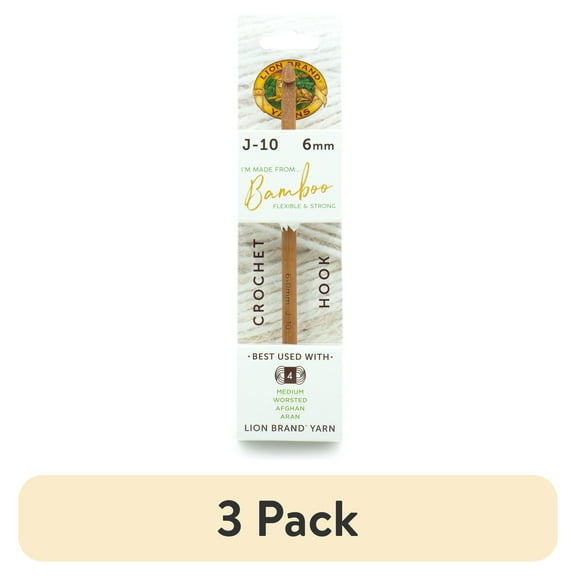 (3 pack) Lion Brand Yarn Bamboo Crochet Hook Size J-10 1 Set